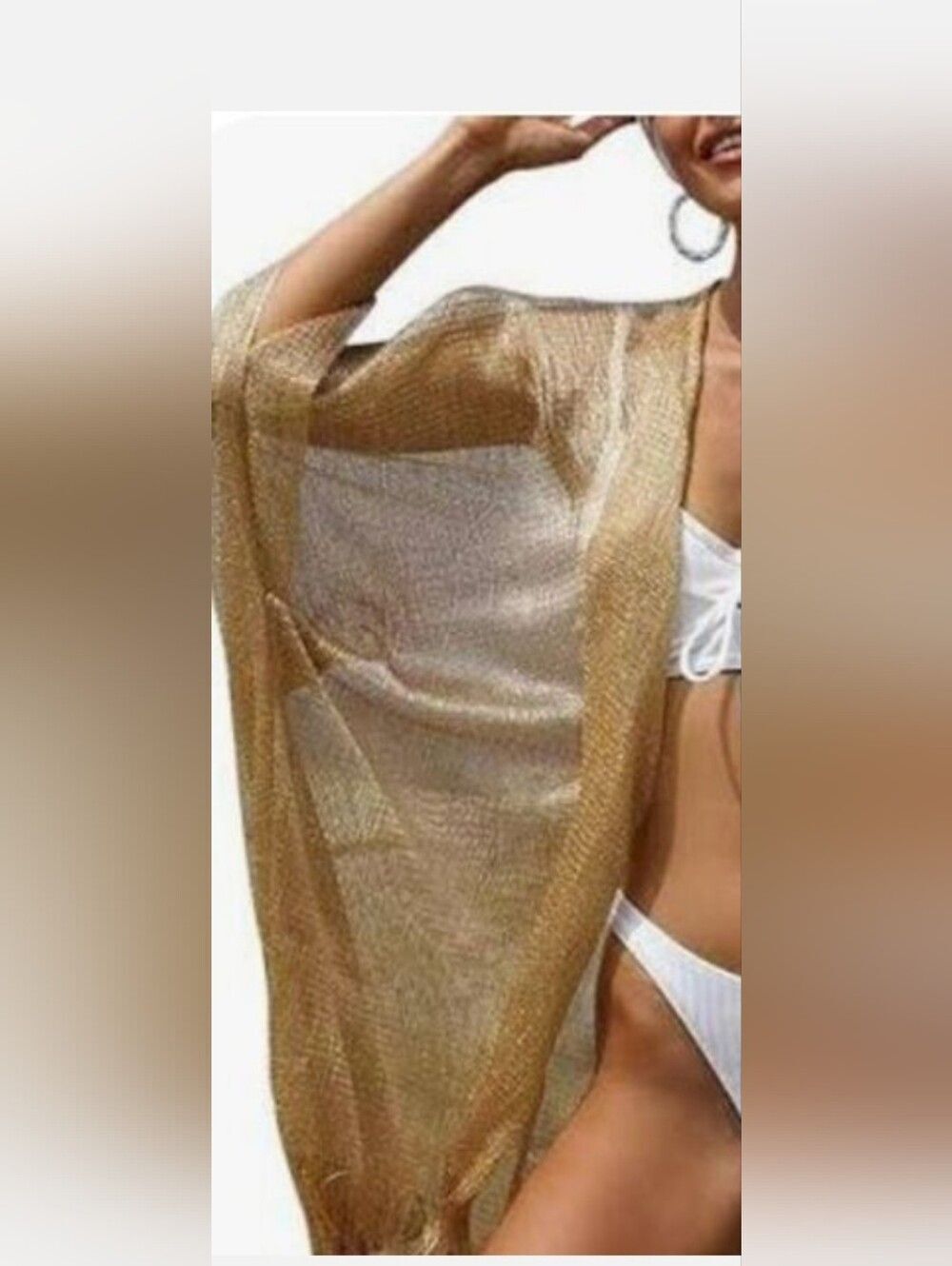NWOT SOFT BEIGE SHIMMER Sheer Swim Cover